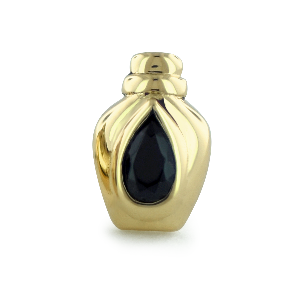 Limited Edition 18K Yellow Gold Halloween Poison Bottle Gem End with Black Pear gem