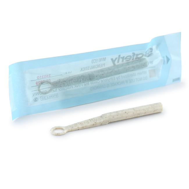 Biodegradable Piercing Stick in and out of plastic packaging