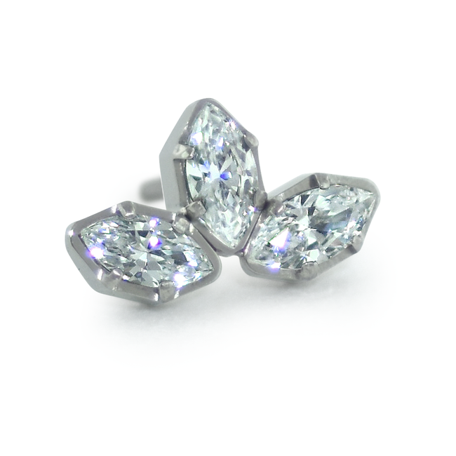 Threadless Titanium Marquise Cut Gem Fan Cluster with Cubic Zirconia gems